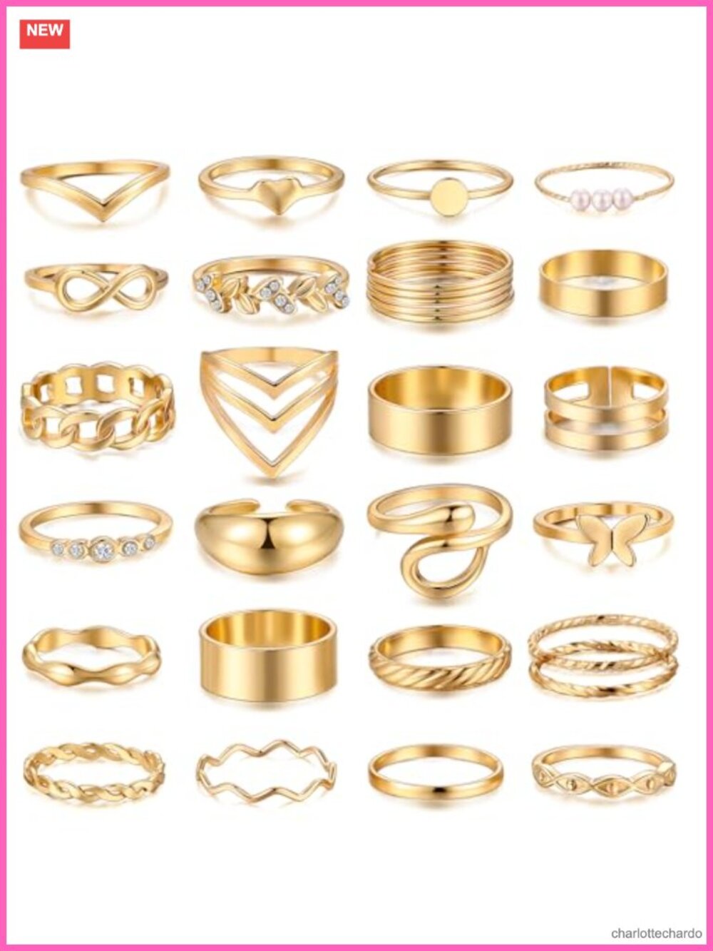 25pcs Gold Stackable Ring Set Chunky Knuckle Midi Rings for Women Gift